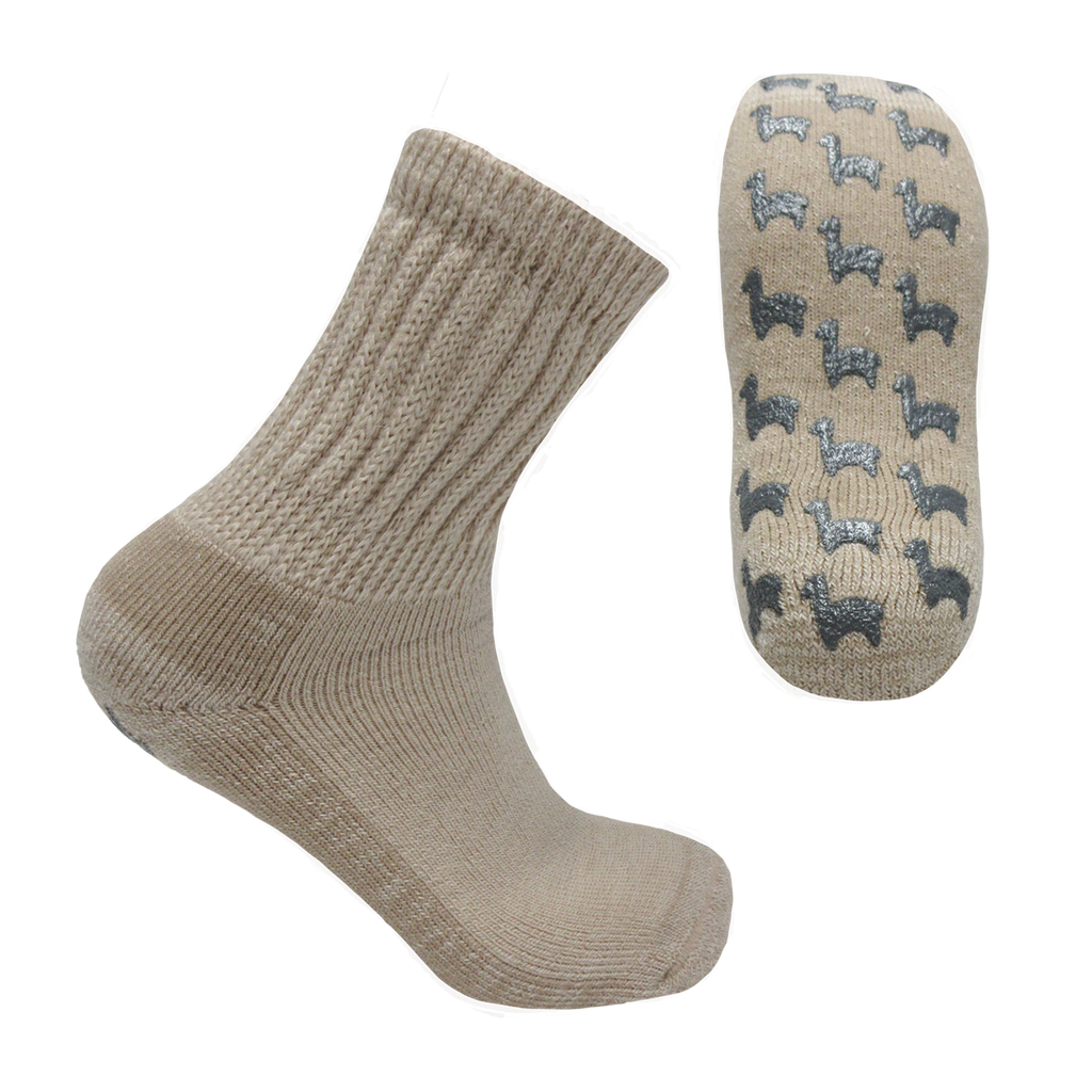 Alpaca, Alpaca Socks, Therapeutic Slipper Alpaca Blend Half Crew Sock (LC35TS), Beige, Hypoallergenic, Apparel, Alpaca Clothing