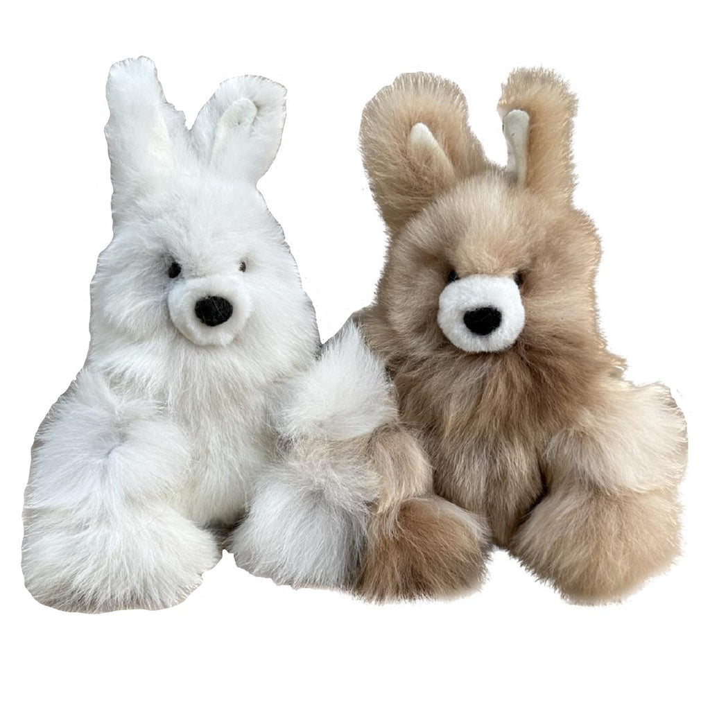 Alpaca Figures - Baby Alpaca Fur Bunnies 6 inches (AFBUN6) white, tan