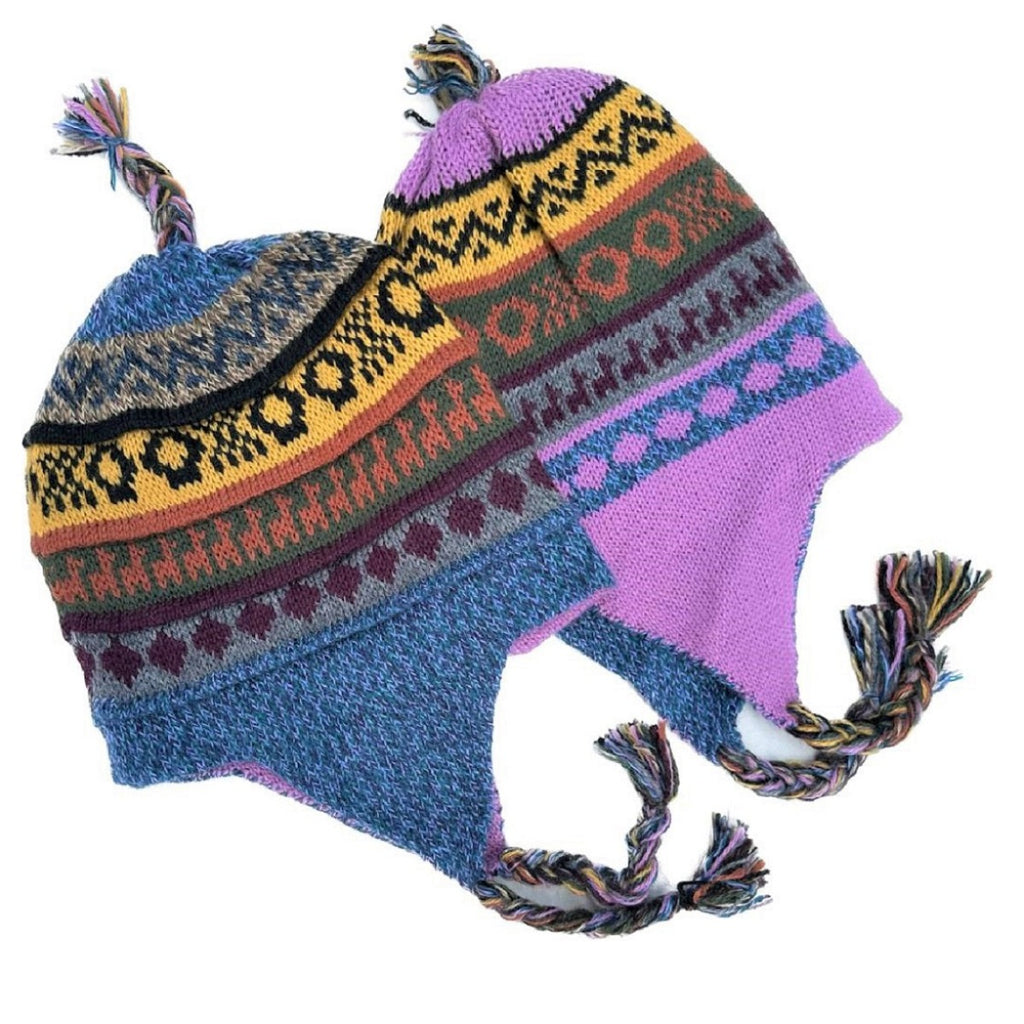 Alpaca Hats - Reversible Chullo Hand-Knitted Children's Hat (CH106) pink/blue