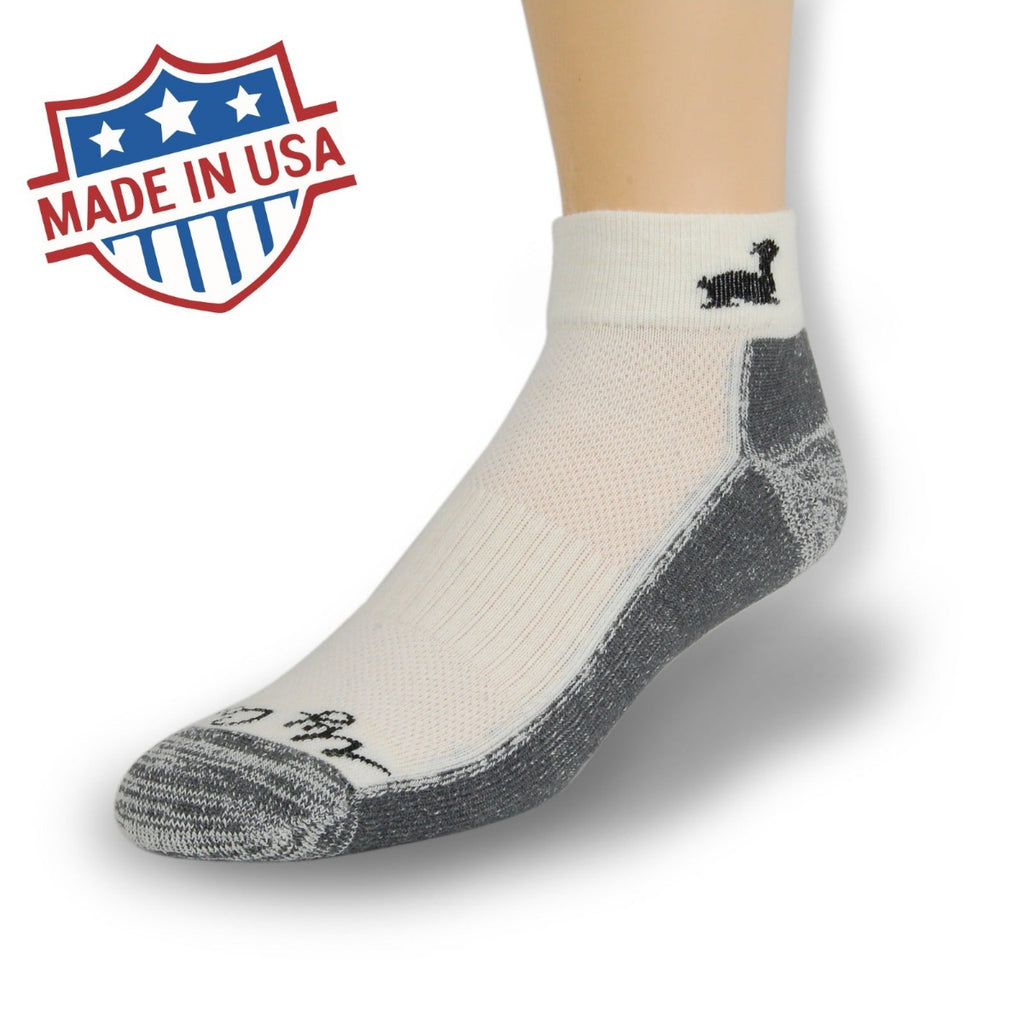 Ankle Sport Sock with Alpaca Logo (LC1US), Alpaca Products, Hypoallergenic, Apparel, Alpaca Clothing, White