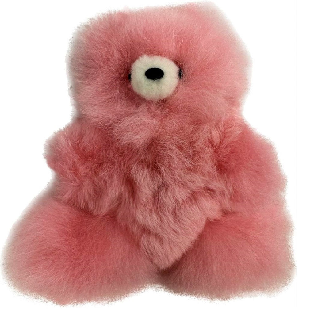 Alpaca Fur Figure - Teddy Bear Hand Dyed 6 or 8 inches pink