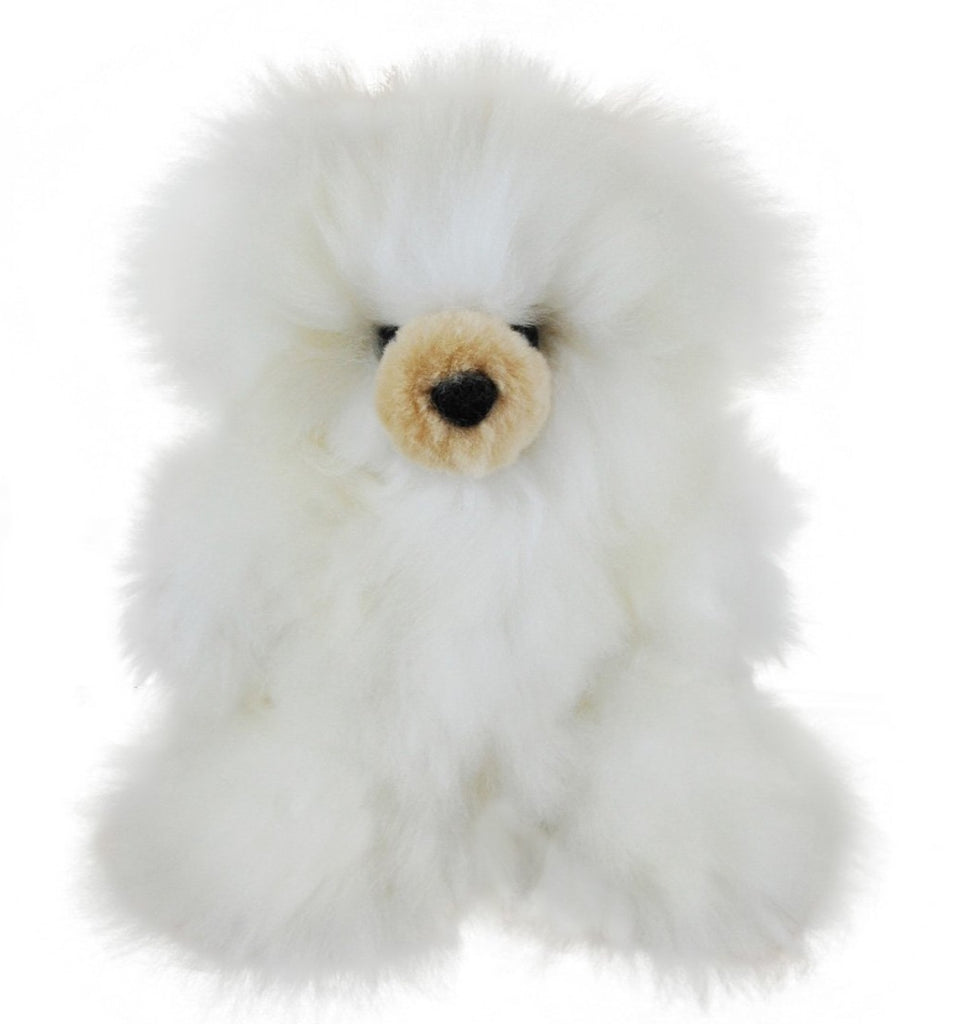 Alpaca Fur Figure - Teddy Bear- 9-10 inches (AFTB10) white