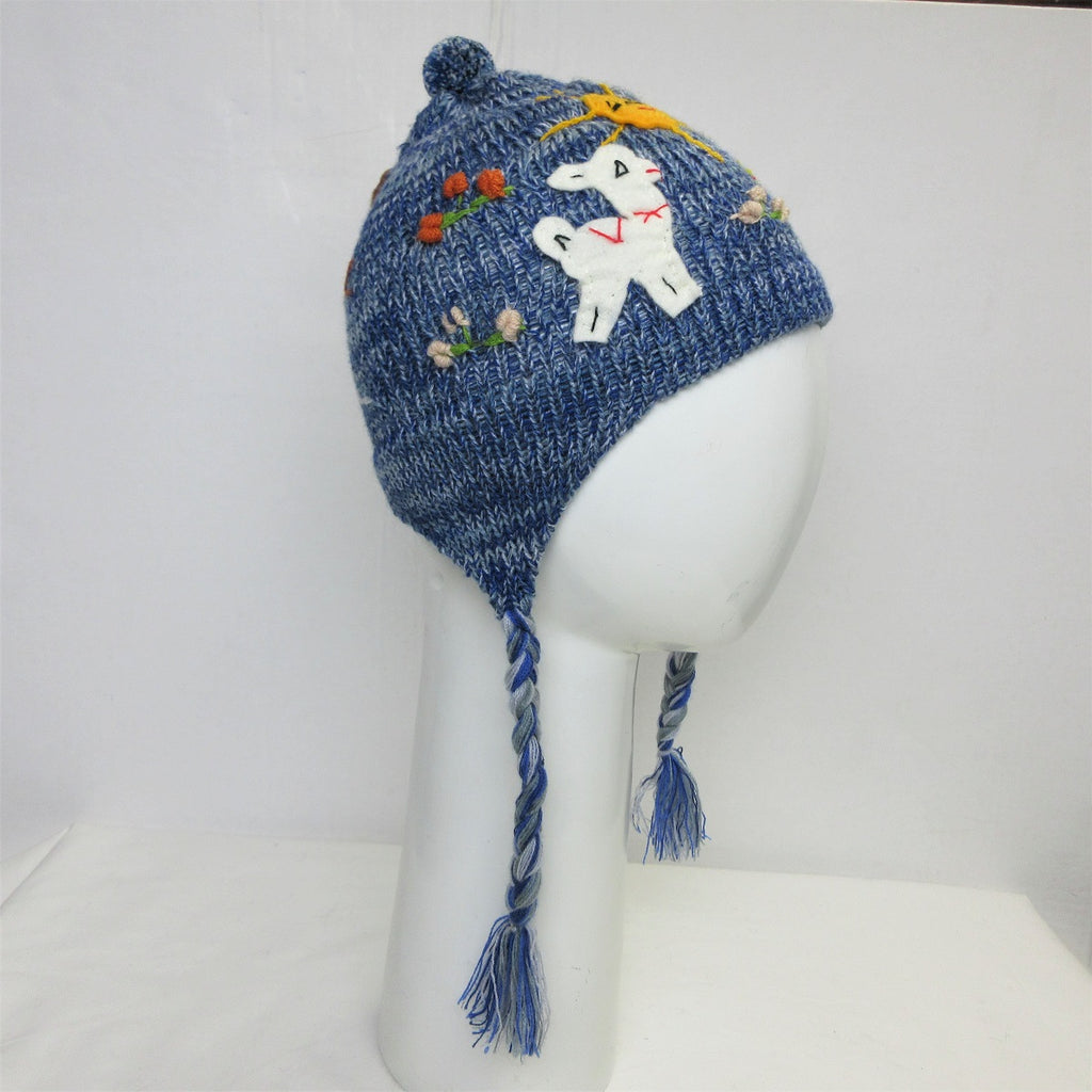 Acrylic. Alpaca, Alpaca Hat, Hand Embroidered Children's Hats- Assorted Pastel Colors (CHT319), Alpaca Products, Hypoallergenic, Apparel, Alpaca Clothing