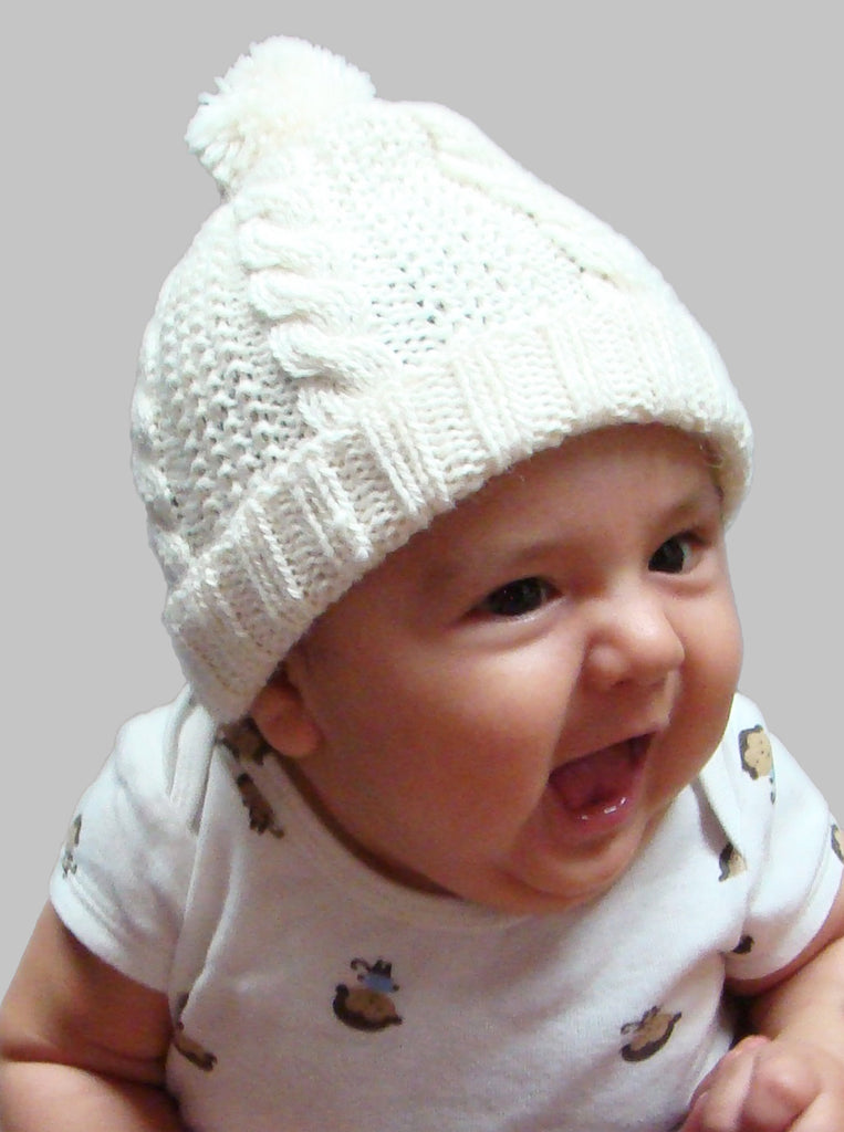 Alpaca, Alpaca Baby Hat, Rope Stitch Baby Hat with Pom Pom top (BBH214), Alpaca Products, Hypoallergenic, Apparel, Alpaca Clothing