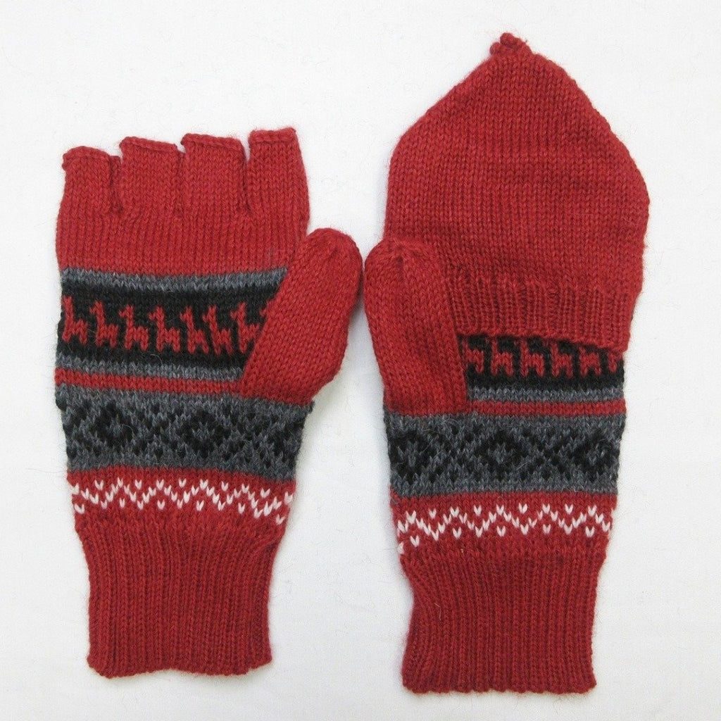 Alpaca, Alpaca Gloves, Hand-Knitted Alpaca Blend Geometric Glittens (EDG406), Alpaca Products, Hypoallergenic, Apparel, Alpaca Clothing