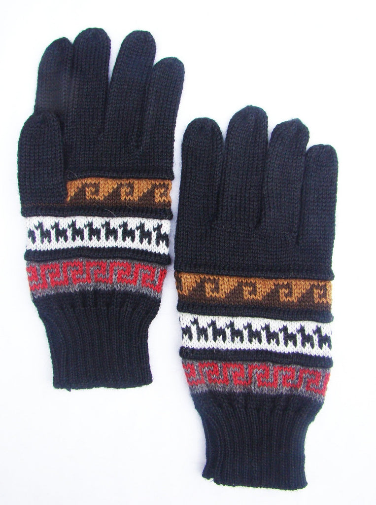 Alpaca, Alpaca Gloves, Hand-Knitted Alpaca Blend Geometric Design Gloves (EDG407), Alpaca Products, Hypoallergenic, Apparel, Alpaca Clothing