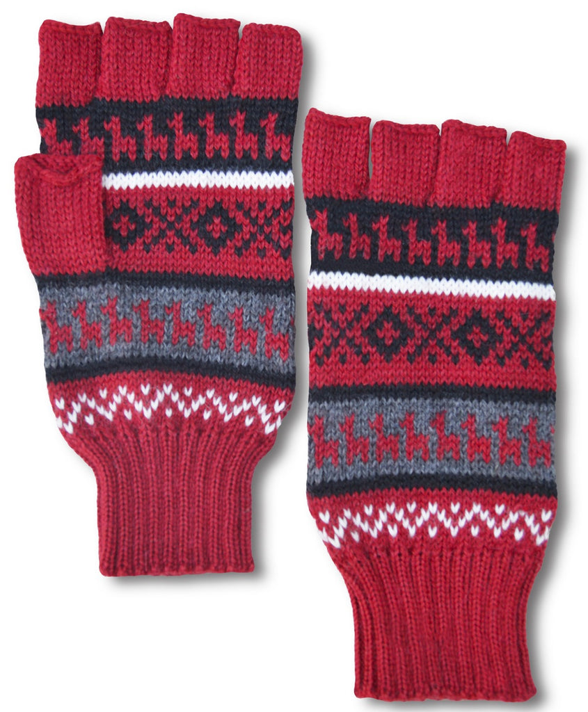 Alpaca, Alpaca Gloves, Hand-Knitted Alpaca Blend Geometric Design Fingerless Gloves (EDG408), Alpaca Products, Hypoallergenic, Apparel, Alpaca Clothing
