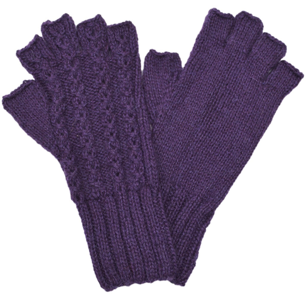Alpaca, Alpaca Gloves, Baby Alpaca Fleece Hand-knitted Braided Stitch Half Finger Gloves (ELI266), Alpaca Products, Hypoallergenic, Apparel, Alpaca Clothing