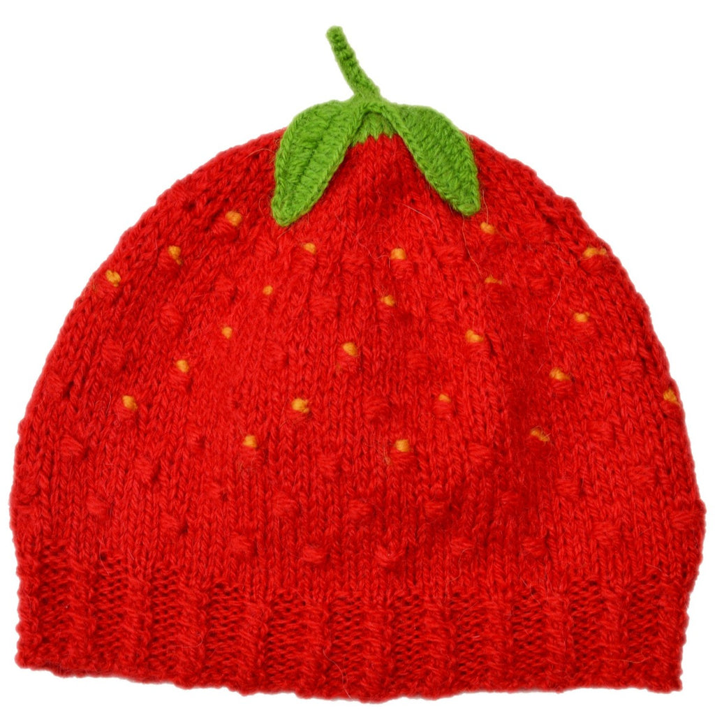 Alpaca, Alpaca Baby Hat, Strawberry Design Baby Hat (BBH219), Red, Alpaca Products, Hypoallergenic, Apparel, Alpaca Clothing