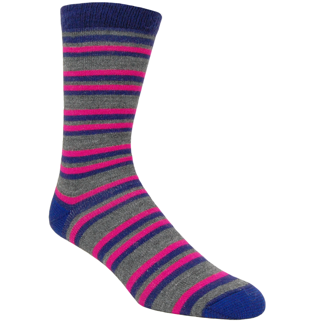 Alpaca, Alpaca Socks, Dress Alpaca Blend Crew Sock with Colorful Stripes (LC212), Fuchsia, Alpaca Products, Hypoallergenic, Apparel, Alpaca Clothing