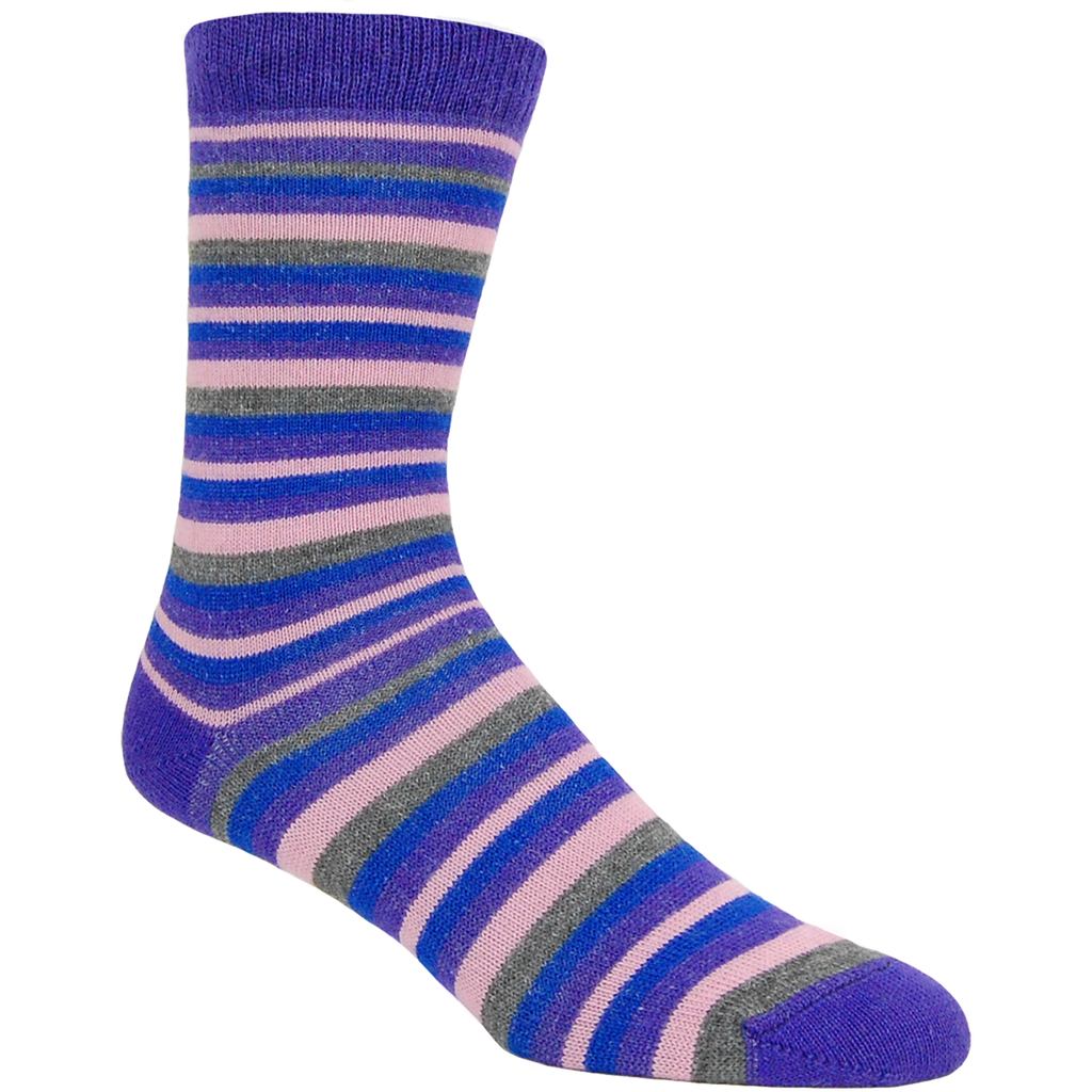 Alpaca, Alpaca Socks, Dress Alpaca Blend Crew Sock with Colorful Stripes (LC212), Purple, Alpaca Products, Hypoallergenic, Apparel, Alpaca Clothing