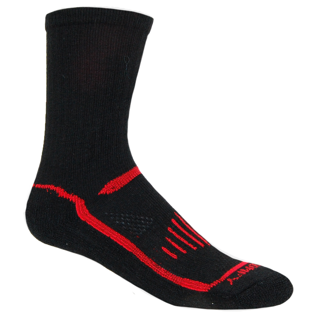 Alpaca, Alpaca Socks, Hiking Alpaca Blend Extreme Sport Crew Length Sock (LC226), Black-Red, Alpaca Products, Hypoallergenic, Apparel, Alpaca Clothing