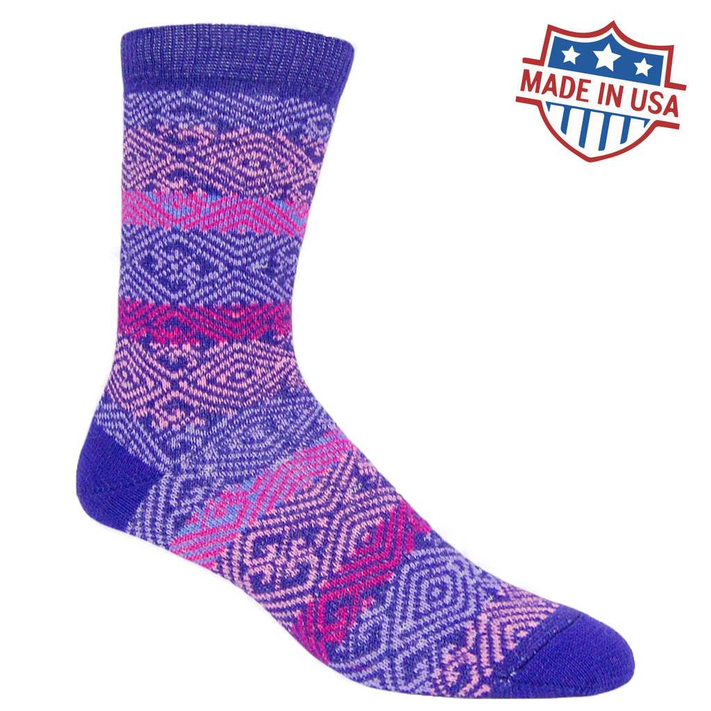 Alpaca, Alpaca Socks, Dress Alpaca Blend Sock Nordic Design (LC232), Purple Multi-Colored, Winter Socks, Hypoallergenic, Apparel, Alpaca Clothing