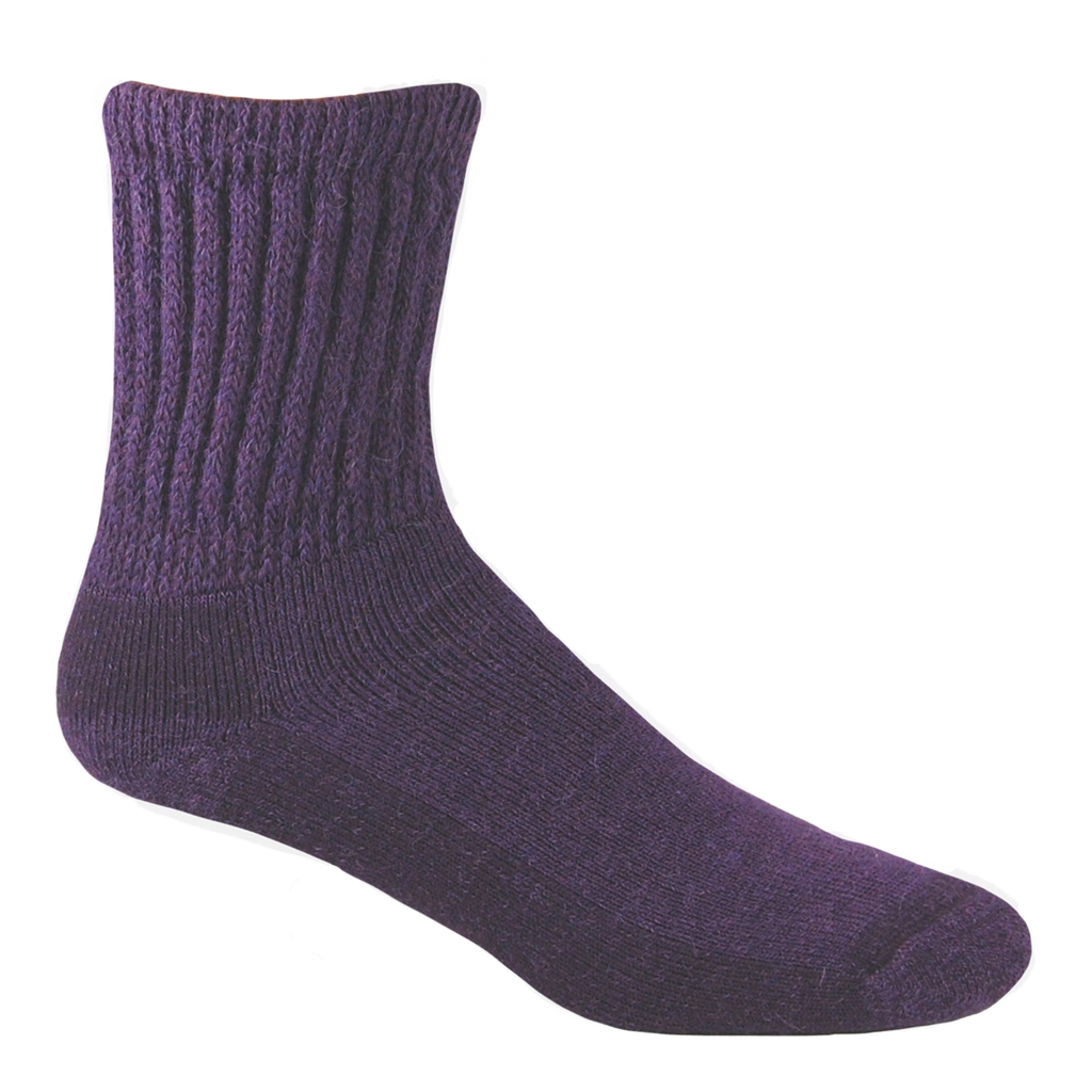 Alpaca, Alpaca Socks, Therapeutic Alpaca Blend Half Crew Sock (LC35S), Purple, Alpaca Products, Hypoallergenic, Apparel, Alpaca Clothing
