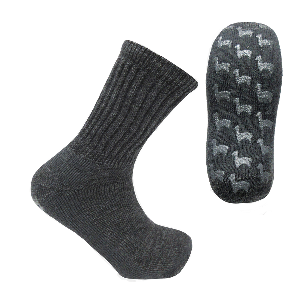 Alpaca, Alpaca Socks, Therapeutic Slipper Alpaca Blend Half Crew Sock (LC35TS), Black, Hypoallergenic, Apparel, Alpaca Clothing