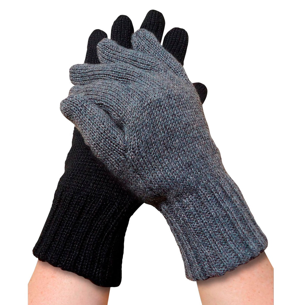 Alpaca, Alpaca Gloves, Reversible Gloves, Alpaca Blend Winter Gloves, Black gray (MOI301), Alpaca Products, Hypoallergenic, Apparel, Alpaca Clothing