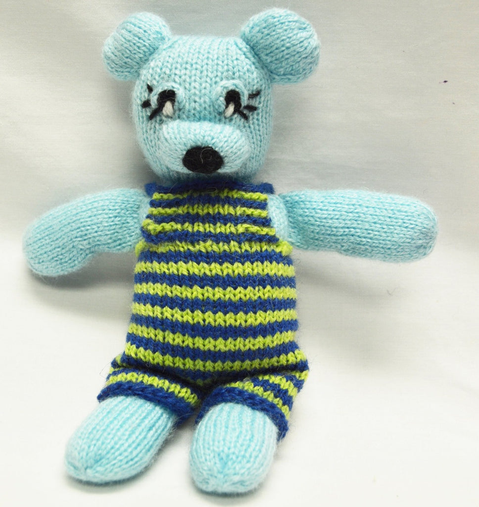 Alpaca, Alpaca Fur, Hand Knitted Alpaca Blend Teddy Bears(KTB109), Blue, Alpaca Products, Hypoallergenic, Apparel, Alpaca Clothing