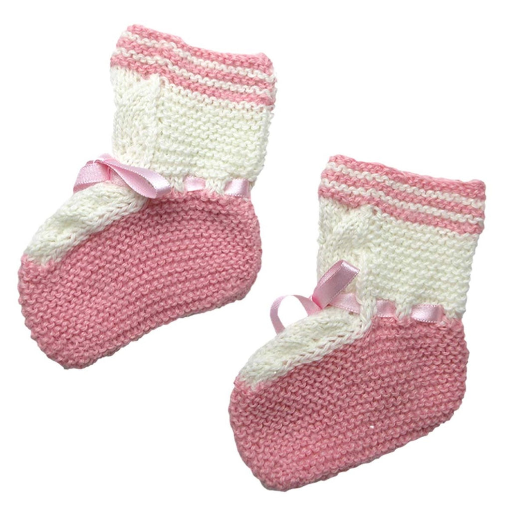 Alpaca, Alpaca Baby Booties, Hand-Knitted Lace Design Baby Booties (BB212), Pink, Alpaca Products, Hypoallergenic, Apparel, Alpaca Clothing