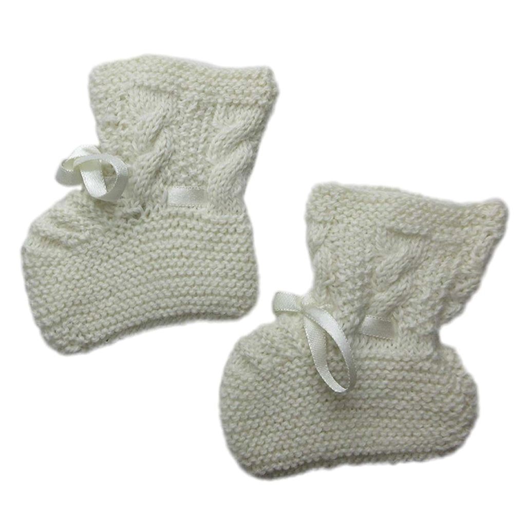 Alpaca, Alpaca Figures, Hand-Knitted Cable Stitch Baby Booties (BB219), Alpaca Products, Hypoallergenic, Apparel, Alpaca Clothing